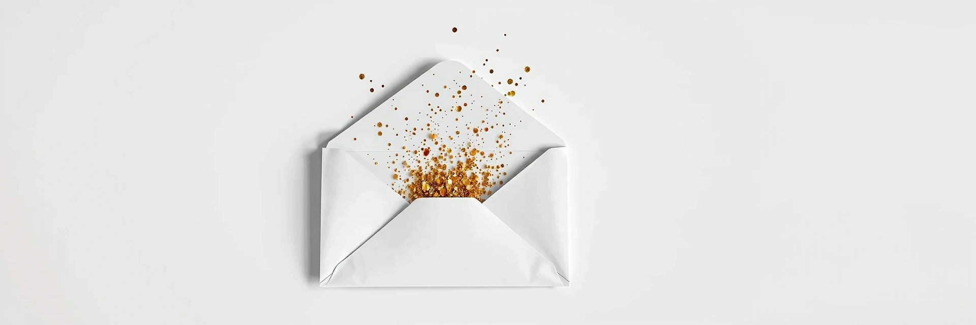 Open envelope with sparkling elements symbolizing newsletter subscription